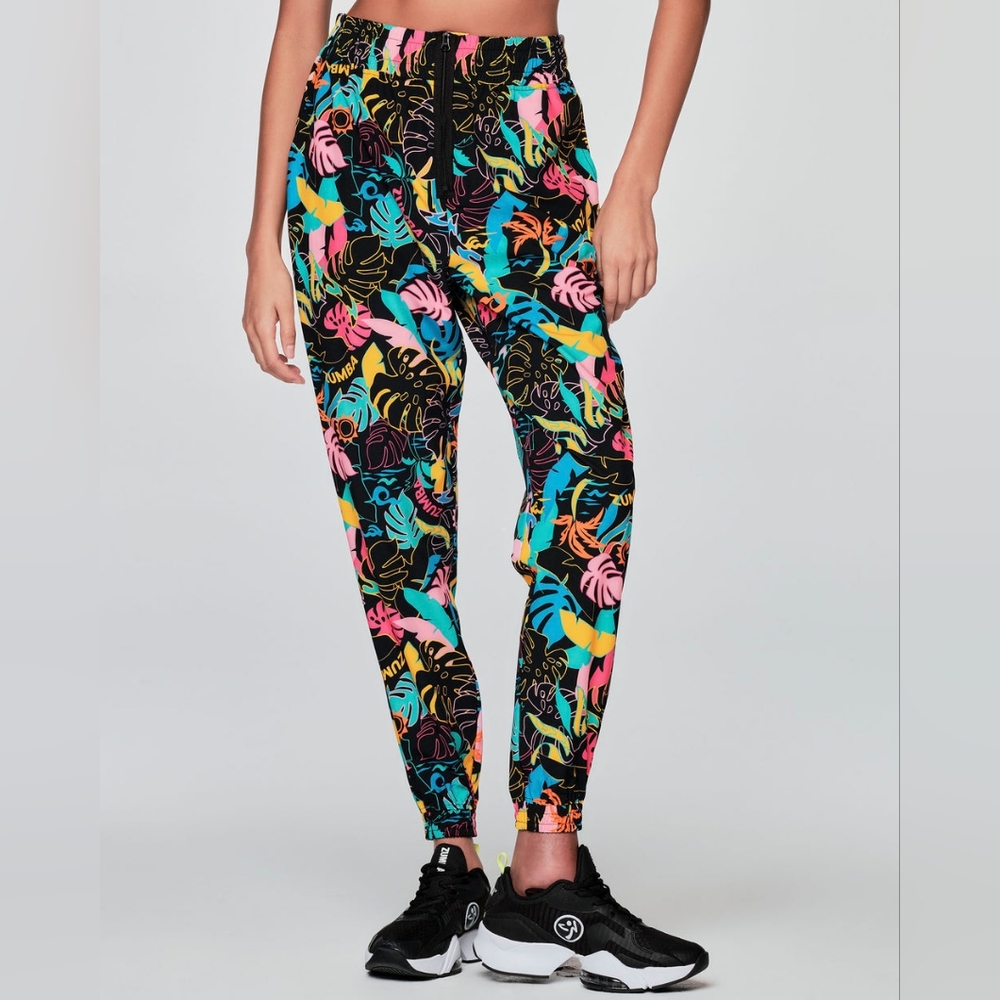 Zumba Palm Party High Waisted Track Pants, Large